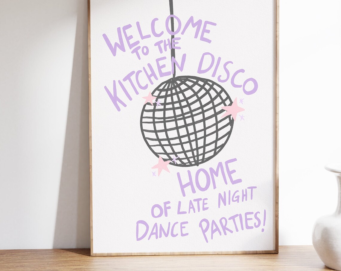 Kitchen Disco Fun Art Print, Boho Home Decor