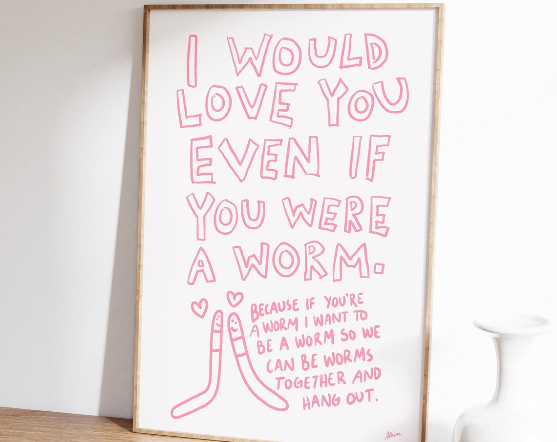 Worm Print Gift For Him Valentines Day Funny Quirky Partner Her Partnerweird