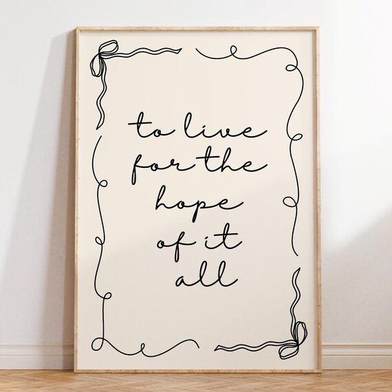 To Live for the Hope of It All Black Script Vertical Wall Art