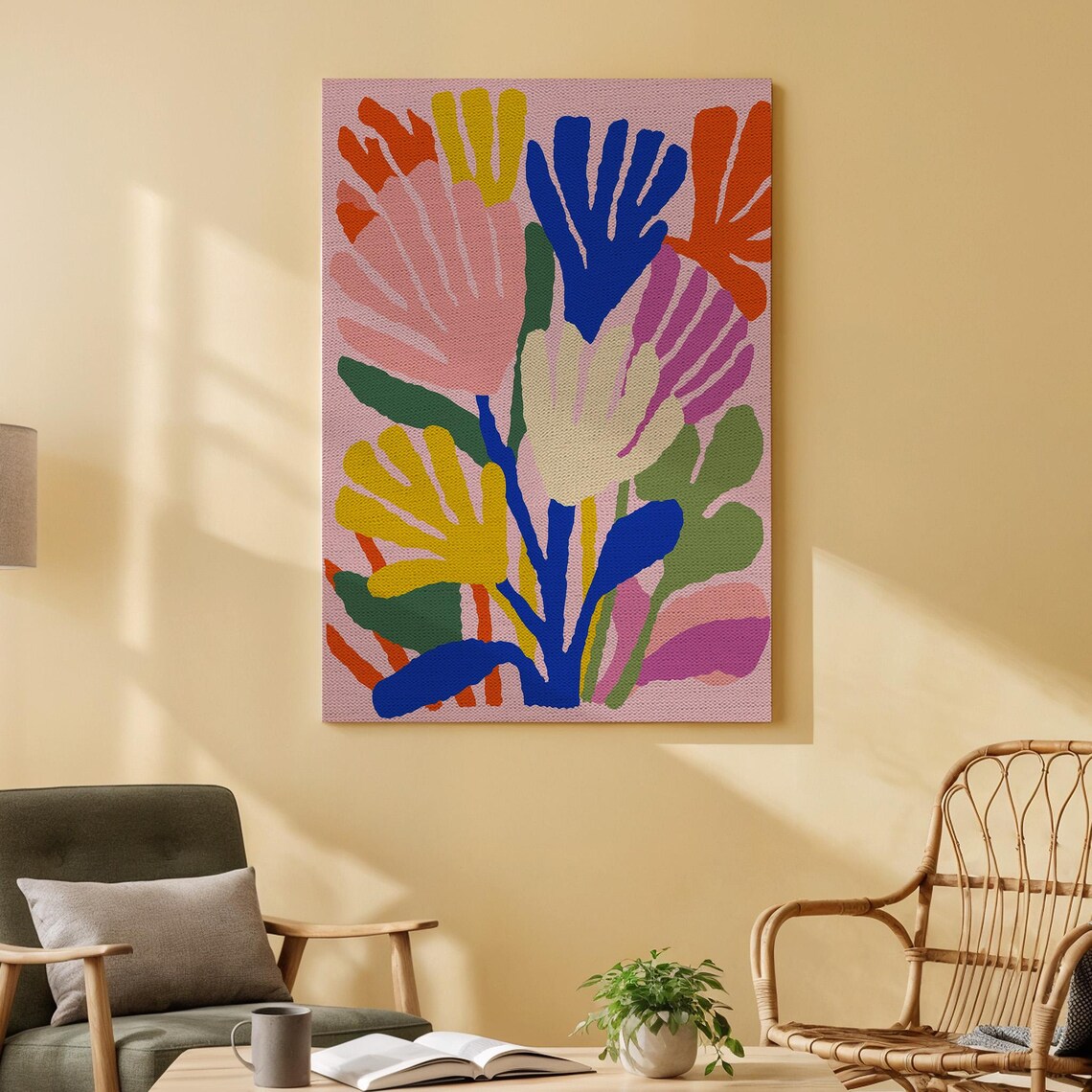 Bold Colorful Abstract Floral Bouquet Matisse Style Modern Canvas Poster