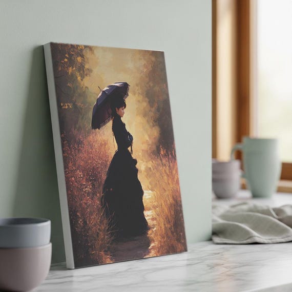 Paint By Numbers Kit Victorian Woman With Umbrella Elegant Retro Painting Diy Canvas Art Gift Stretched Or Rollup