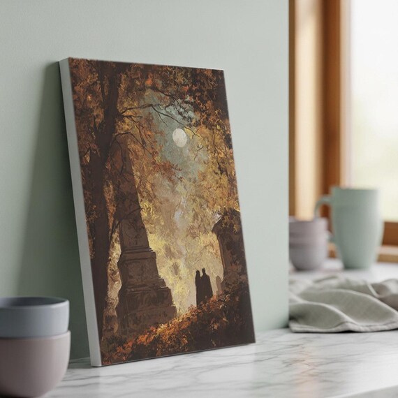 Paint By Numbers Kit Moonlight Graveyard Walk Gothic Autumn Romance Spooky Cemetery Scene Diy Art Gift Canvas Painting
