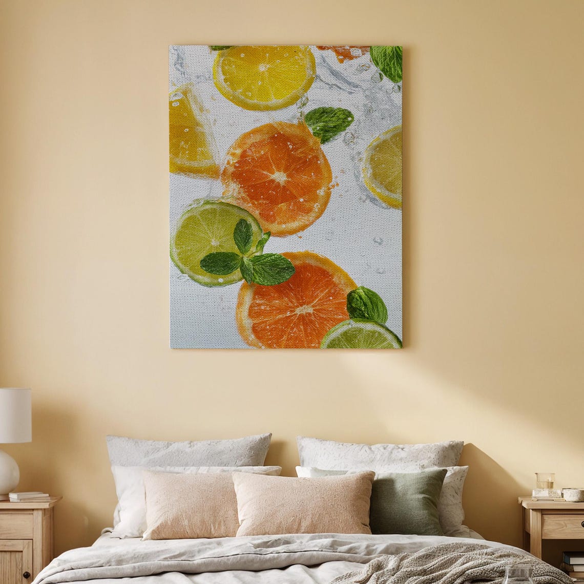 Fresh Citrus Slices Orange Lemon Lime Mint Splash Kitchen Poster