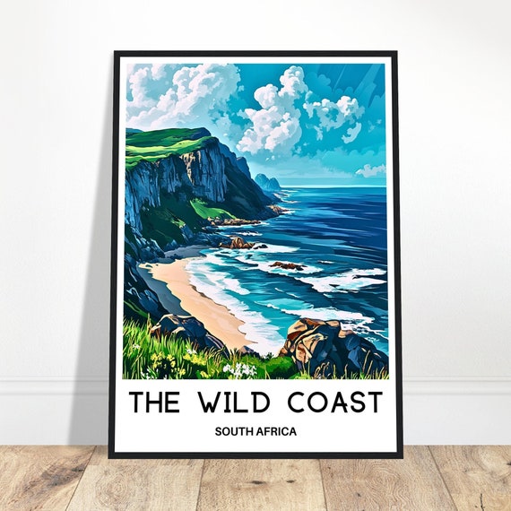 The Wild Coast Travel Print Poster South African Art Africa Lover Gift Wall Hanging Illustration Home Office Decor