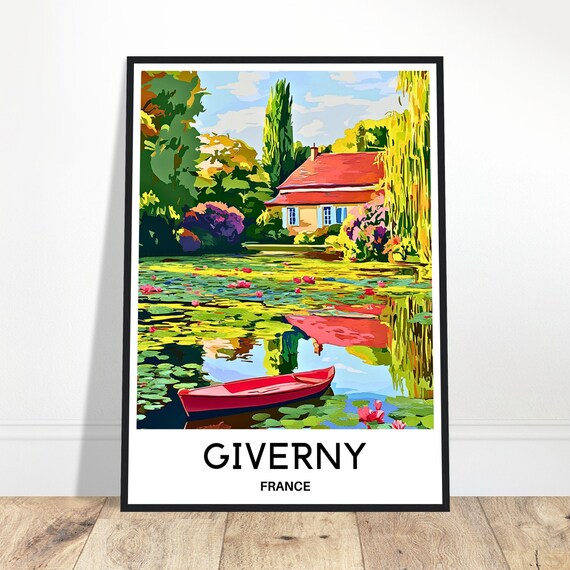 Giverny Travel Print Poster French Art France Lover Gift Wall Hanging Home Office Desk Room Decor Illustration