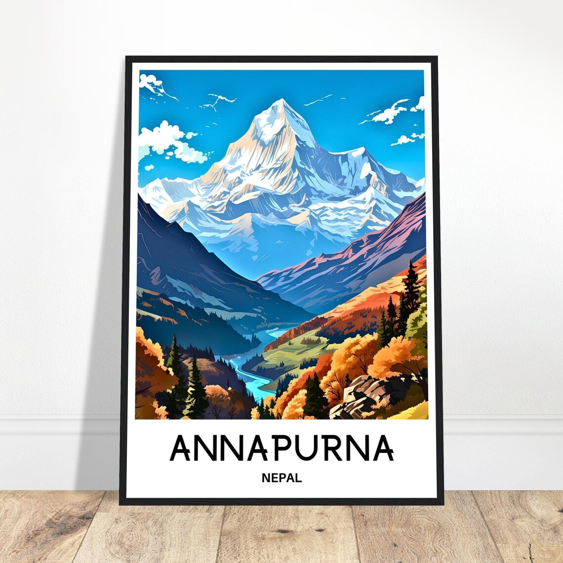 Annapurna Nepal Snow Peak Autumn Valley Himalaya Range Poster