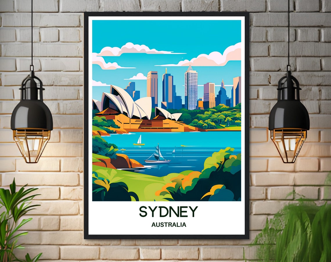 Sydney Australia Opera House Harbor Skyline Sails Travel Art Poster - Image 3