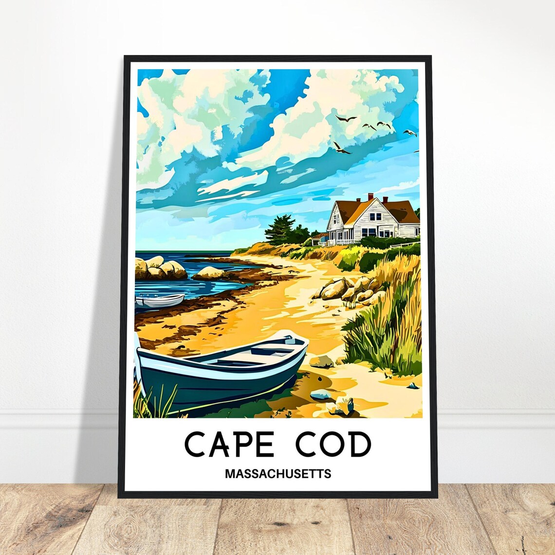 Cape Cod Travel Print Poster Art Massachusetts Lover Gift Wall Hanging Home Office Desk Decor Illustration