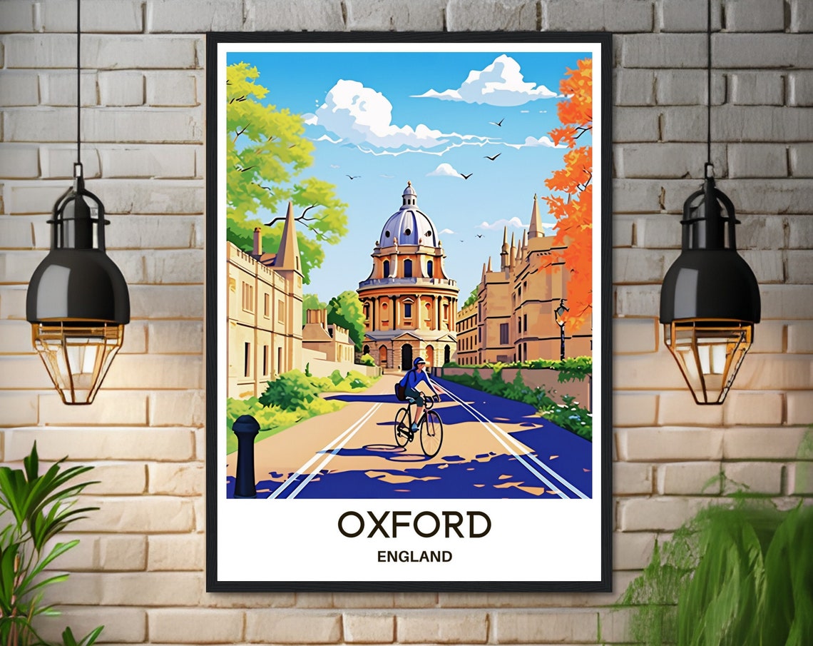 Oxford Travel Print Oxford Poster English Art Print England Lover Gift Wall Hanging Art Home Office Desk Decor Oxford City Illustration - Image 3