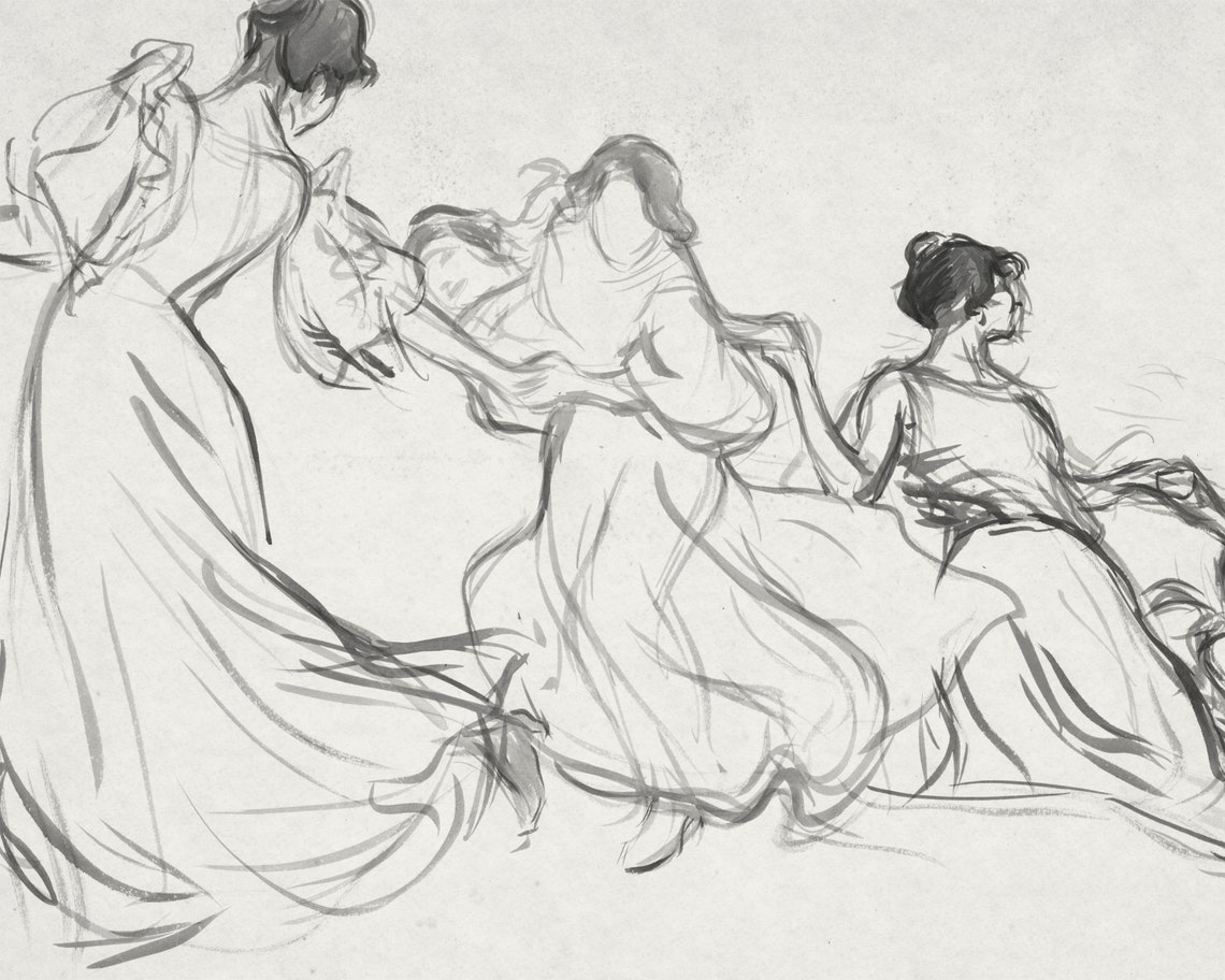 Vintage Woman Sketch Line Art, Minimalist Art Print - Image 2