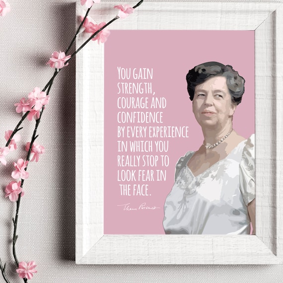Eleanor Roosevelt Look Fear In The Face Quote Portrait Pink Poster