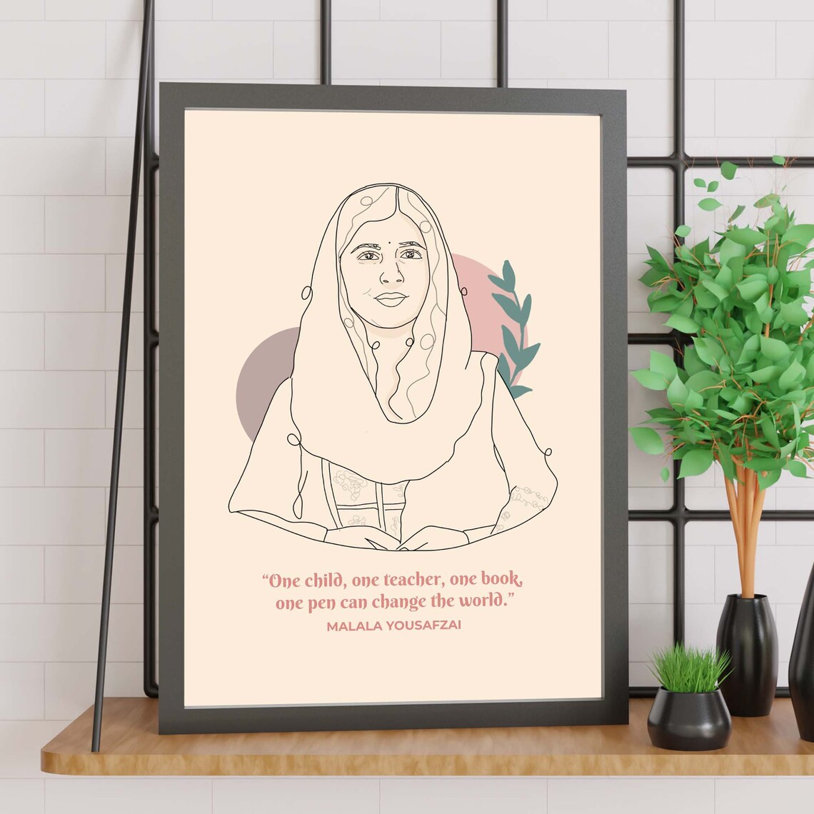Malala Yousafzai Feminism Line Art Poster Print