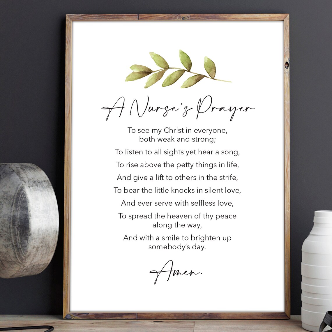 Nurses Prayer Christian Prayer, Minimalist Art Print