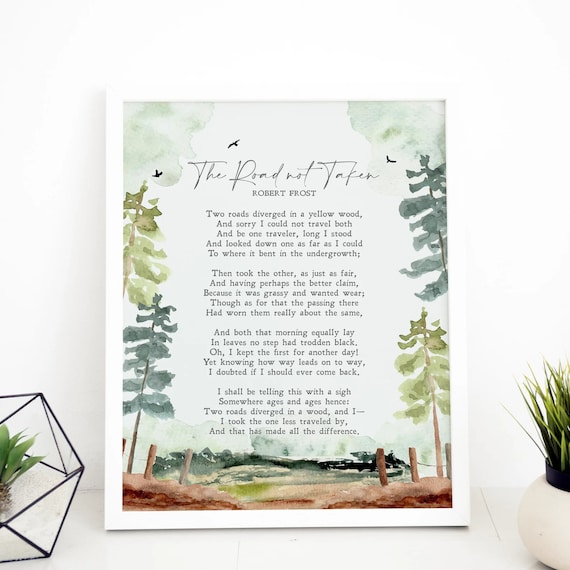 The Road Not Taken, Robert Frost Minimalist Art Print