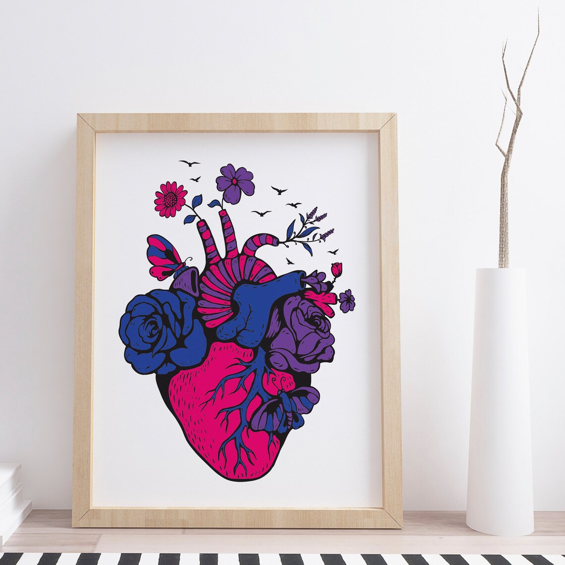 Bisexual Pride Heart, LGBTQ Pride Poster Print