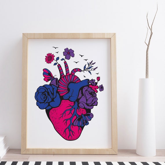 Bisexual Pride Heart, LGBTQ Pride Poster Print