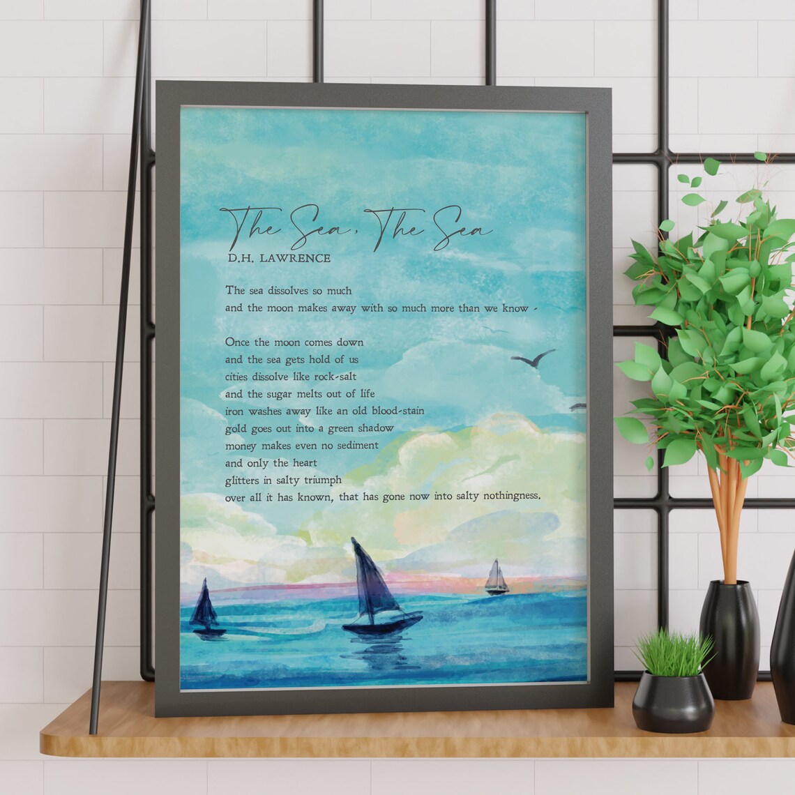 The Sea The Sea by D. H. Lawrence, Minimalist Art Print - Image 2