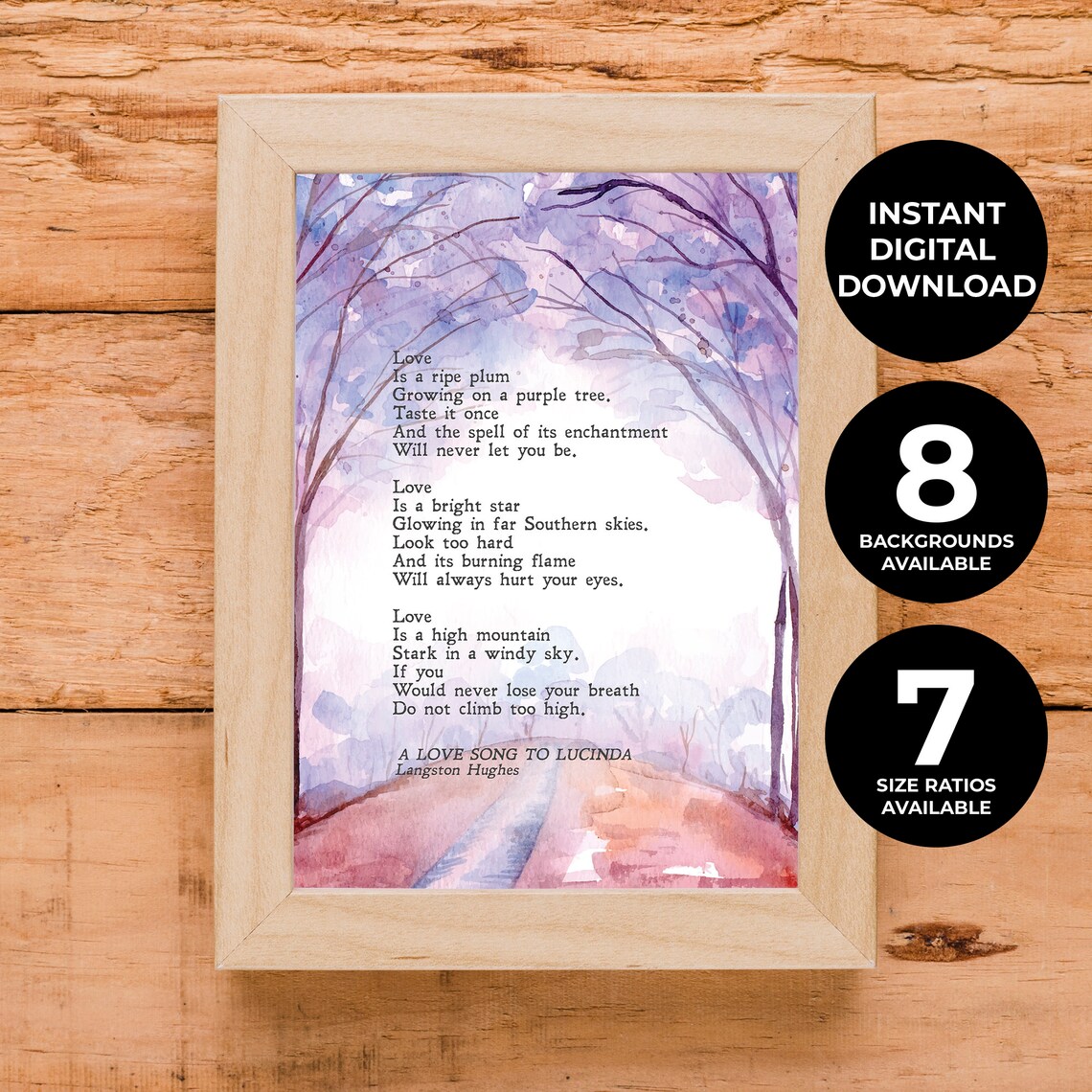 A Love Song To Lucinda Langston Hughes Poem Watercolor Path Poster