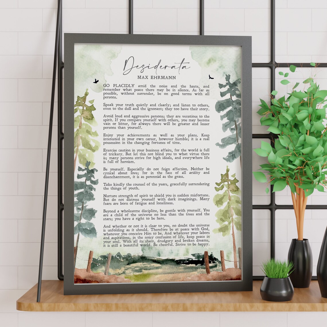 Desiderata Poem Illustrated Watercolor Art Print