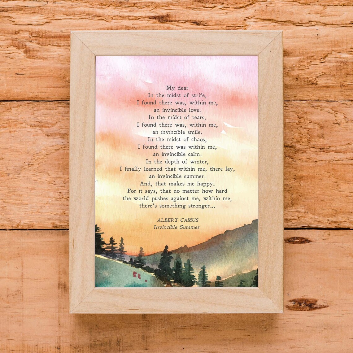 Invincible Summer, Albert Camus Minimalist Quote Print - Image 3