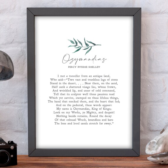 Percy Bysshe Shelley Ozymandias Poem Botanical Minimalist Poster