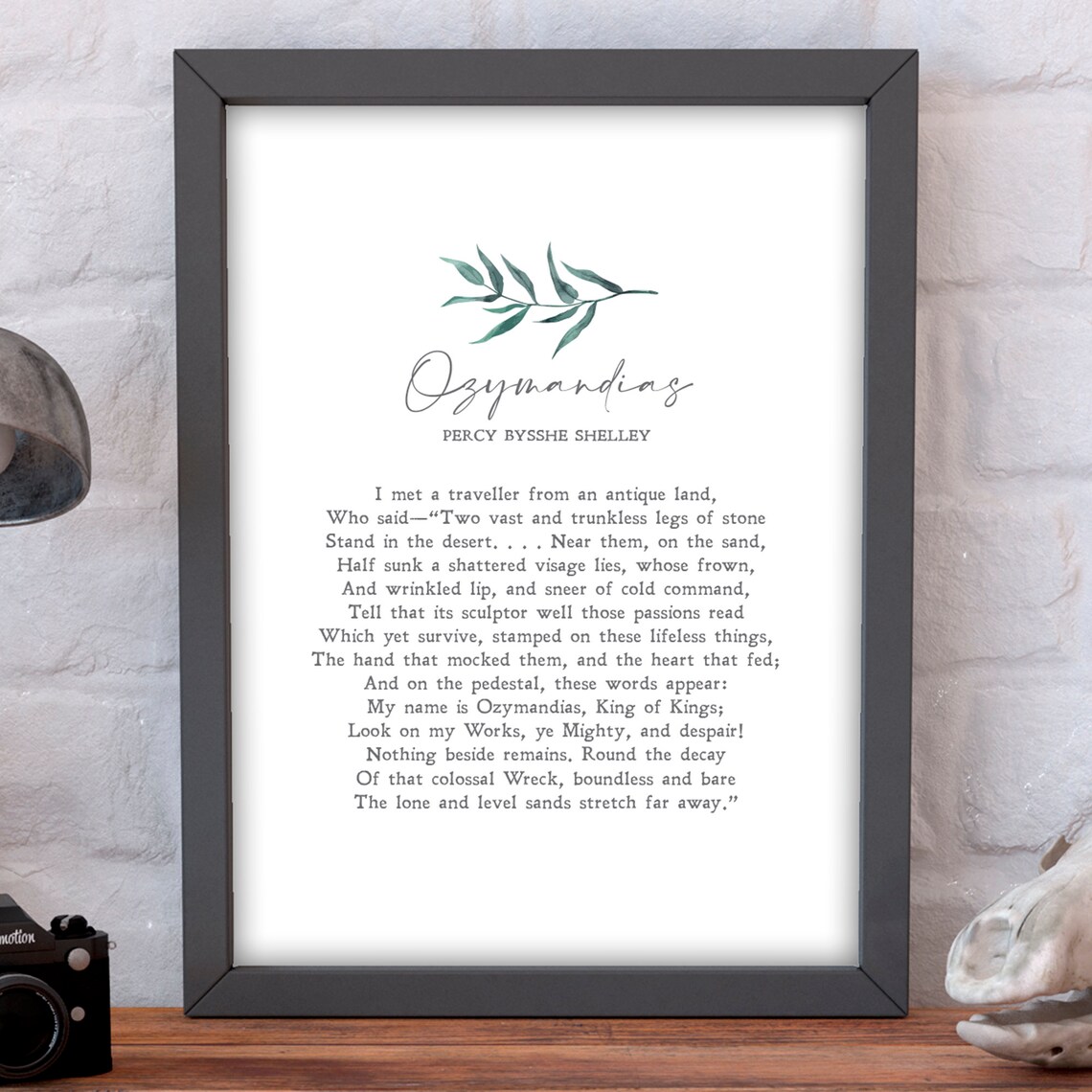 Percy Bysshe Shelley Ozymandias Poem Botanical Minimalist Poster