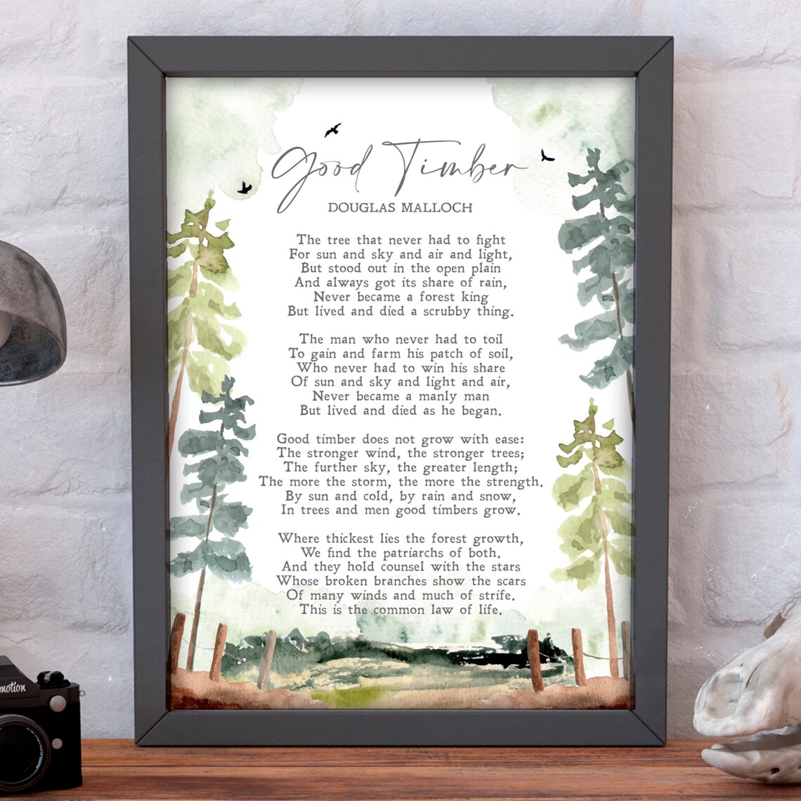 Good Timber Poem by Douglas Malloch, Watercolor Art Print - Image 2
