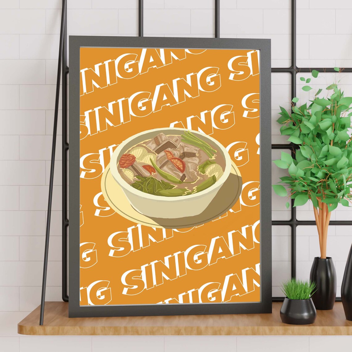 Sinigang Filipino Food Soup Bowl Retro Orange Kitchen Art Poster