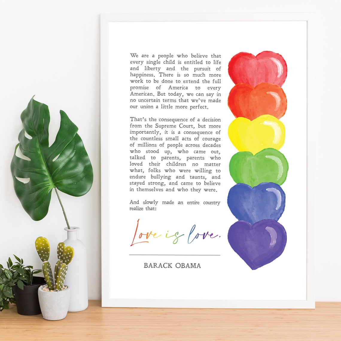 Barack Obama Love Is Love Rainbow Hearts Equality Pride Poster - Image 2
