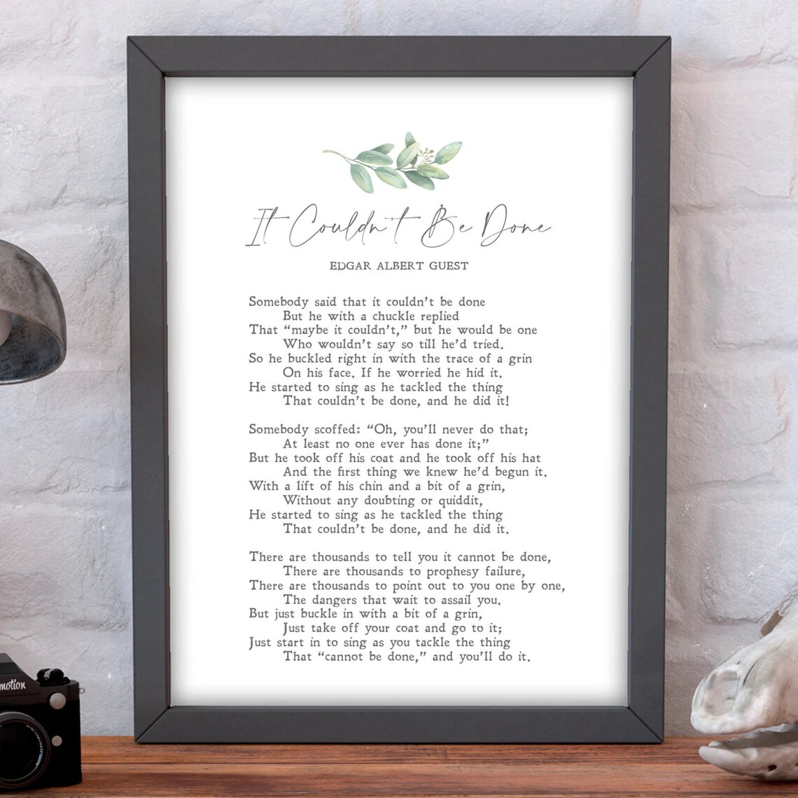 It Couldn't Be Done Edgar Albert Guest Poem Olive Branch Minimalist Poster - Image 2