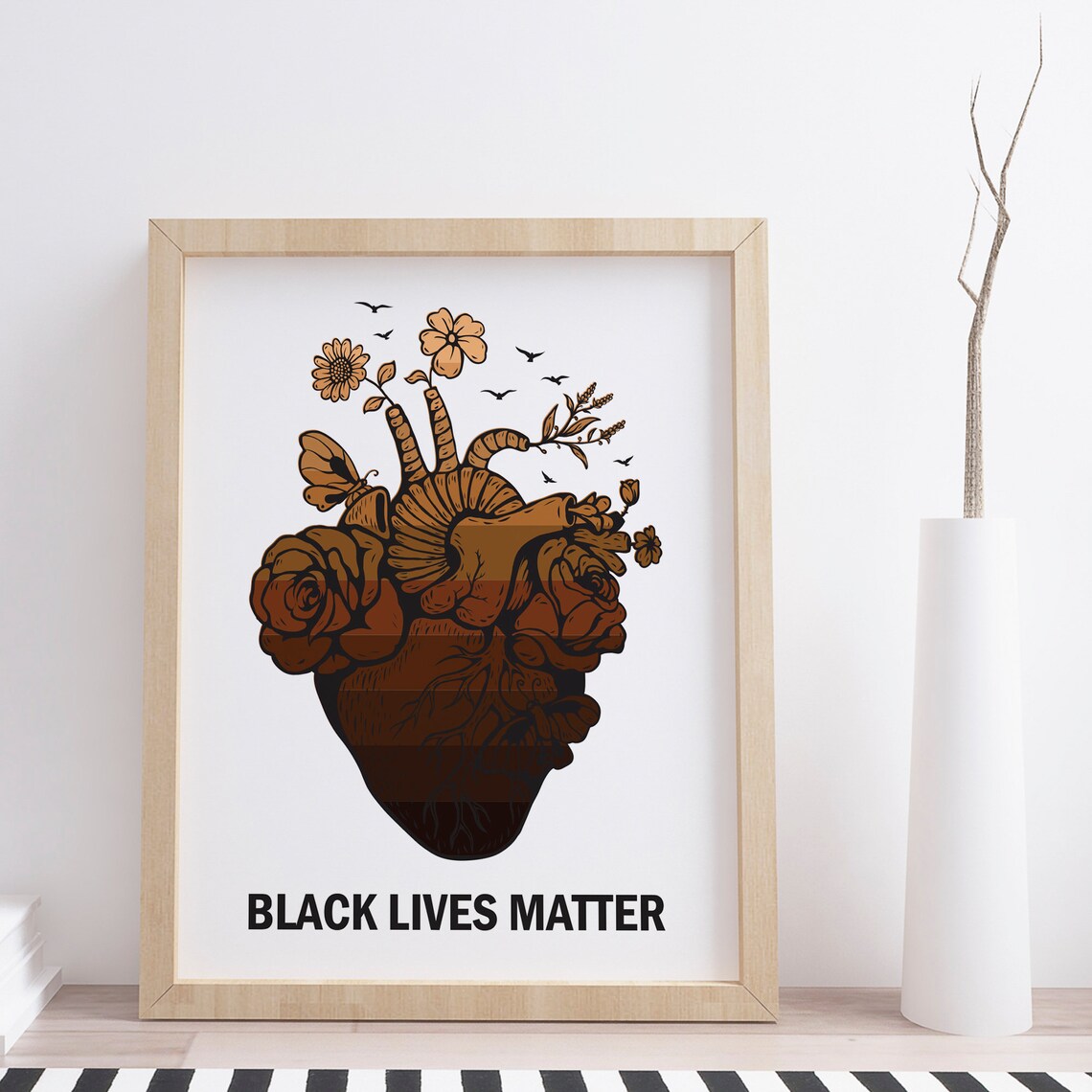 Black Lives Matter Anatomical Heart Floral Civil Rights Poster - Image 3