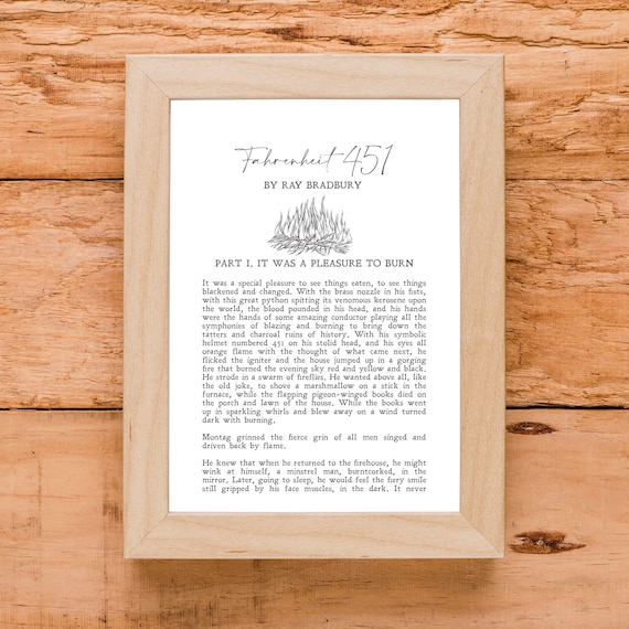 Fahrenheit 451 Ray Bradbury Opening Passage Minimalist Book Art Print