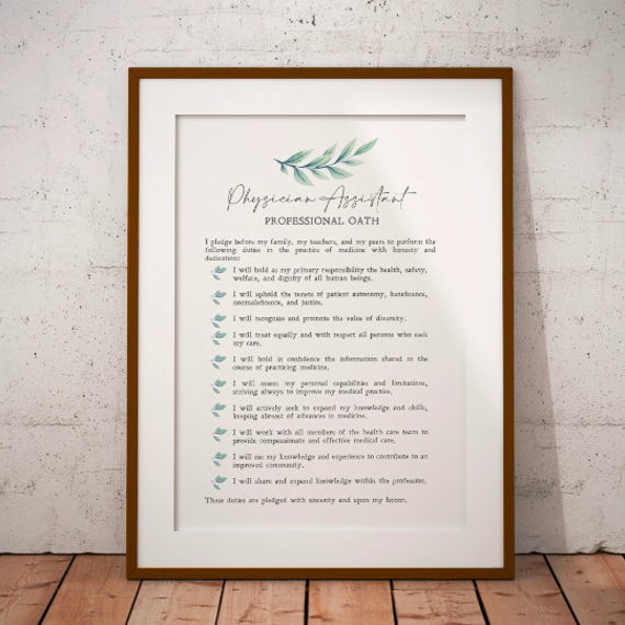 Physician Assistant Oath Personalized Customized Pa Gift Graduation Medicine Personalized Print Frontliner