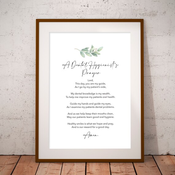 A Dental Hygienist Prayer Eucalyptus Minimalist White Poster