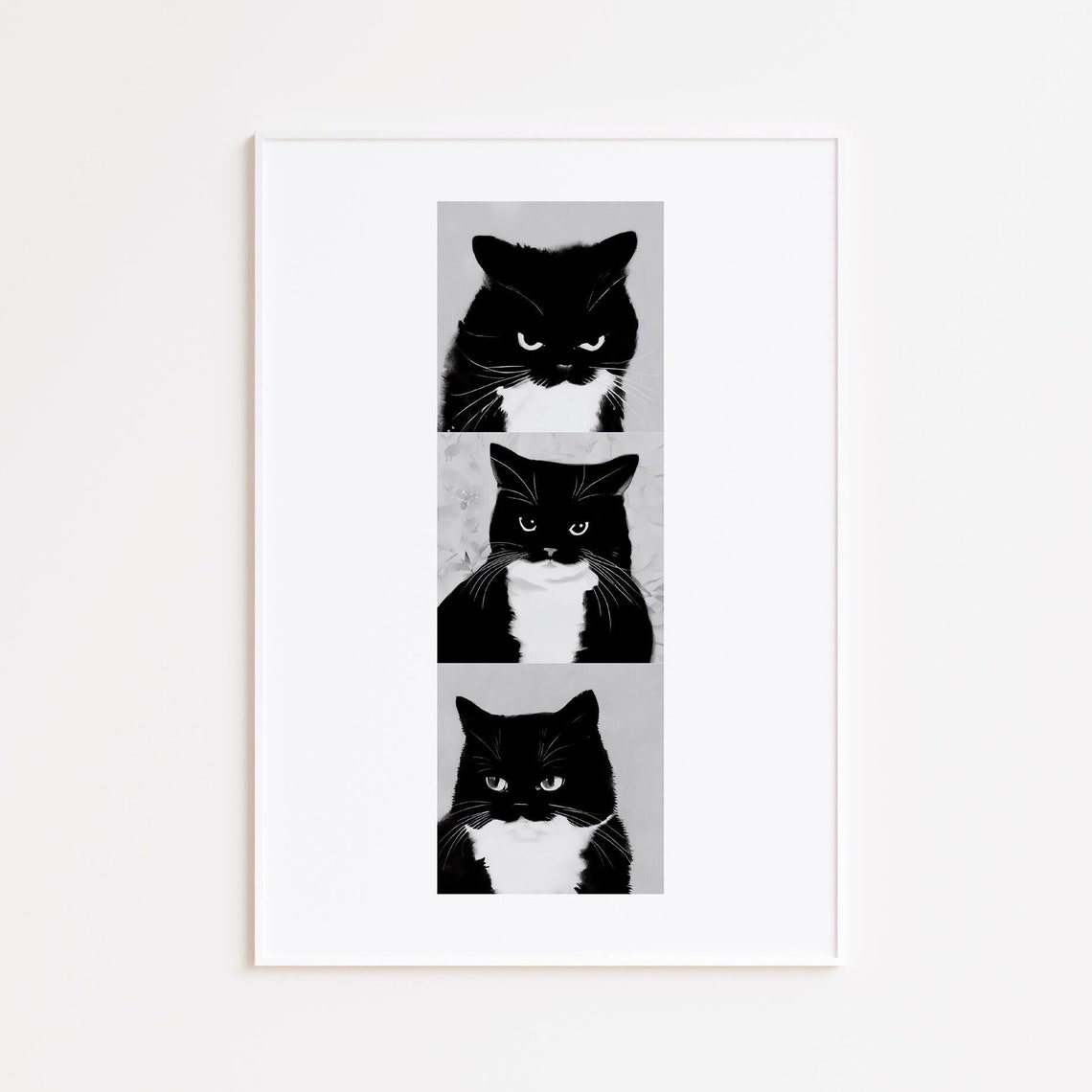 Cat Wall Art Print, Minimalist Funny Poster