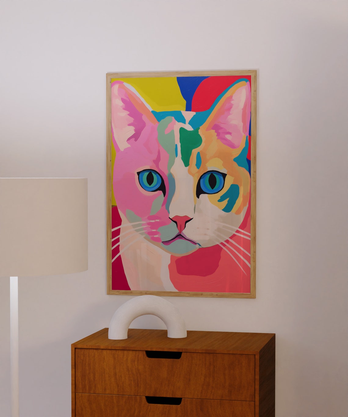 Colorful Pop Art Cat Face Close Up Vibrant Feline Art Poster - Image 2