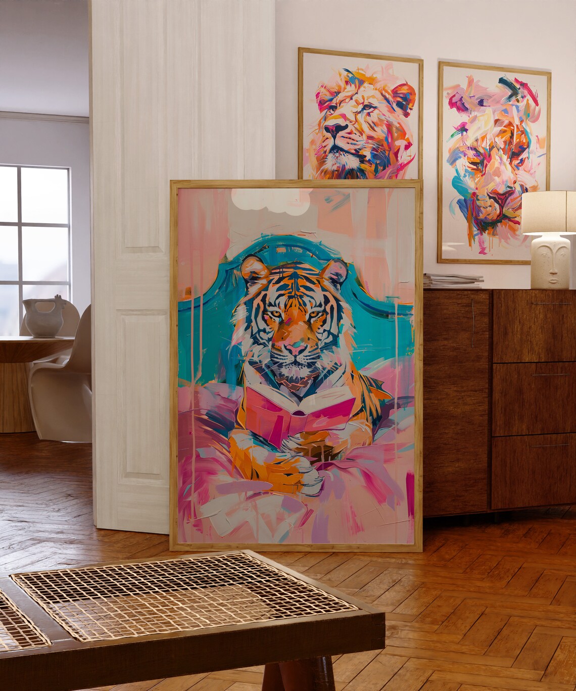 Tiger Eclectic Maximalist Bedroom Decor Art Print - Image 2