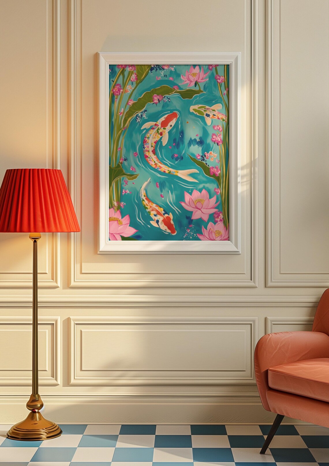 Chinoiserie Koi Art Print, Maximalist Decor - Image 3