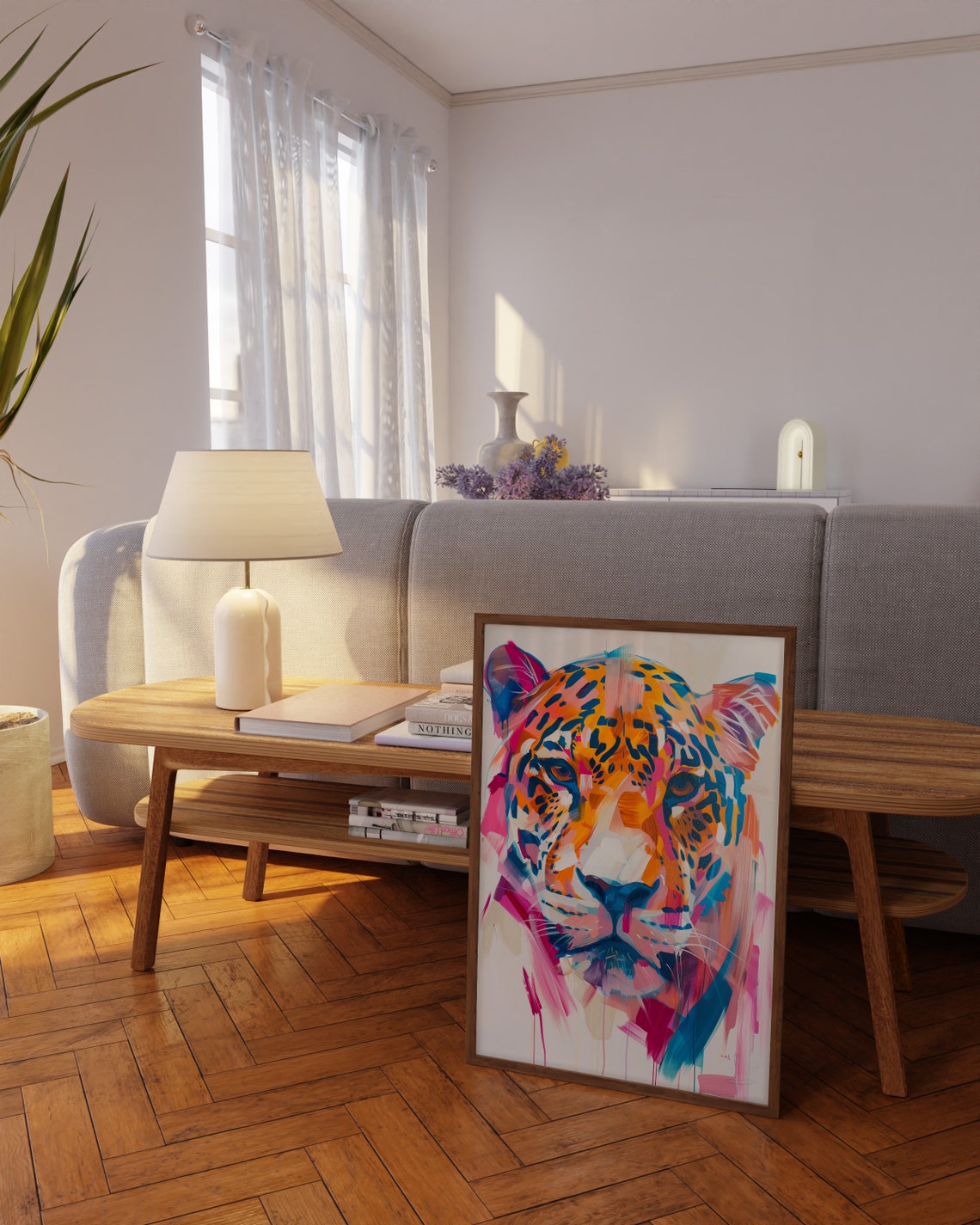 Colorful Leopard Face Close Up Bold Expressive Brushwork Poster - Image 2