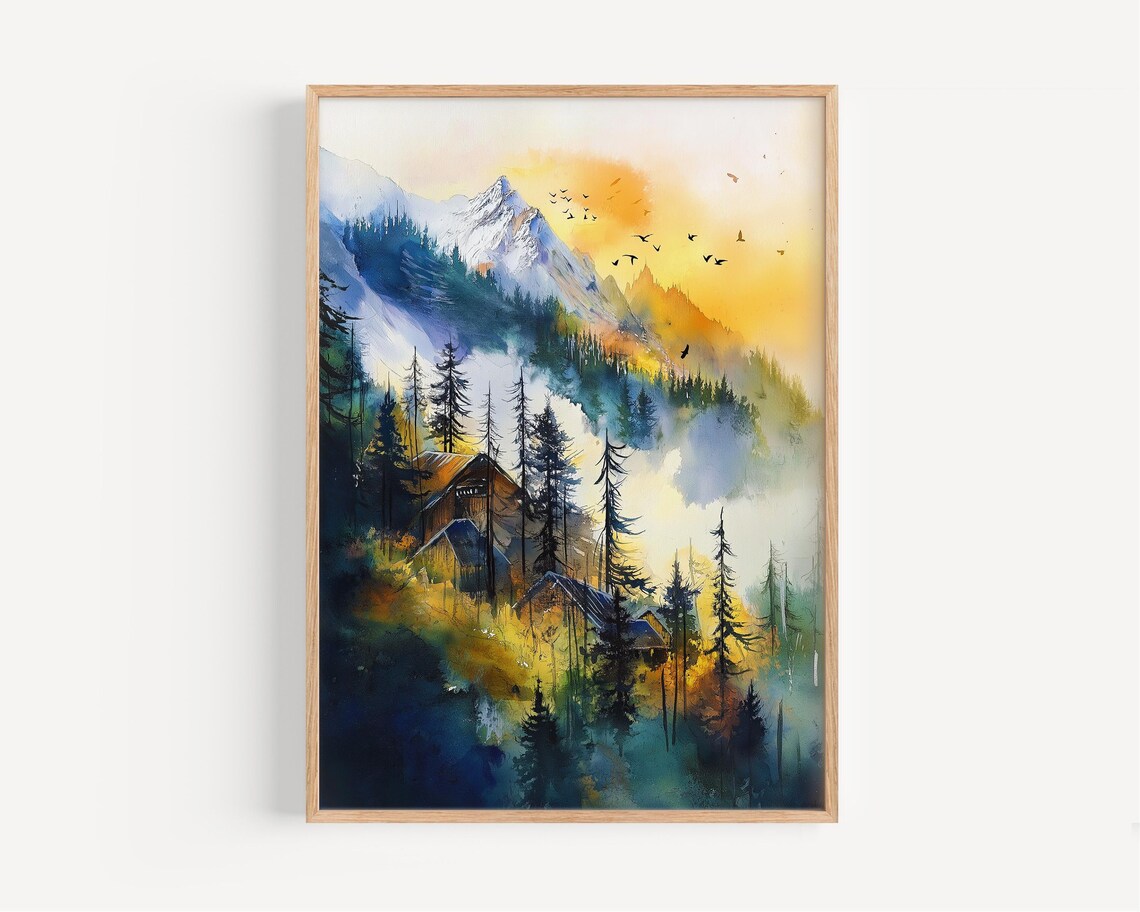 Oregon Watercolor Painting Travel Poster