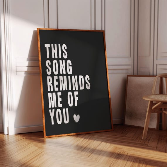 This Song Reminds Me Of You Print Retro Wall Art Vintage Music Decor Romantic Thoughtful Black Minimalist Poster Y2k Cute Prints