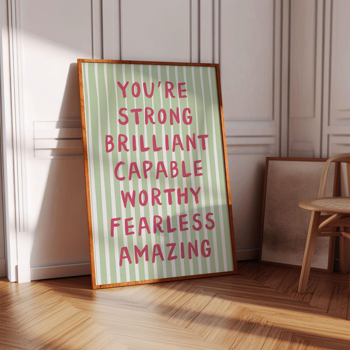 Strong Brilliant Capable Worthy Fearless Pink Affirmations Poster