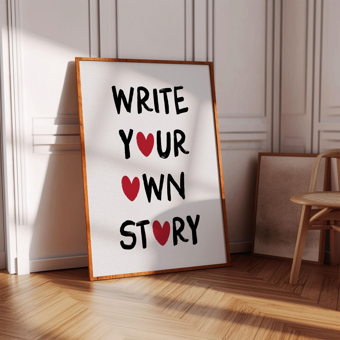 Write Your Own Story Black Red Heart Inspirational Quote Poster - Image 3