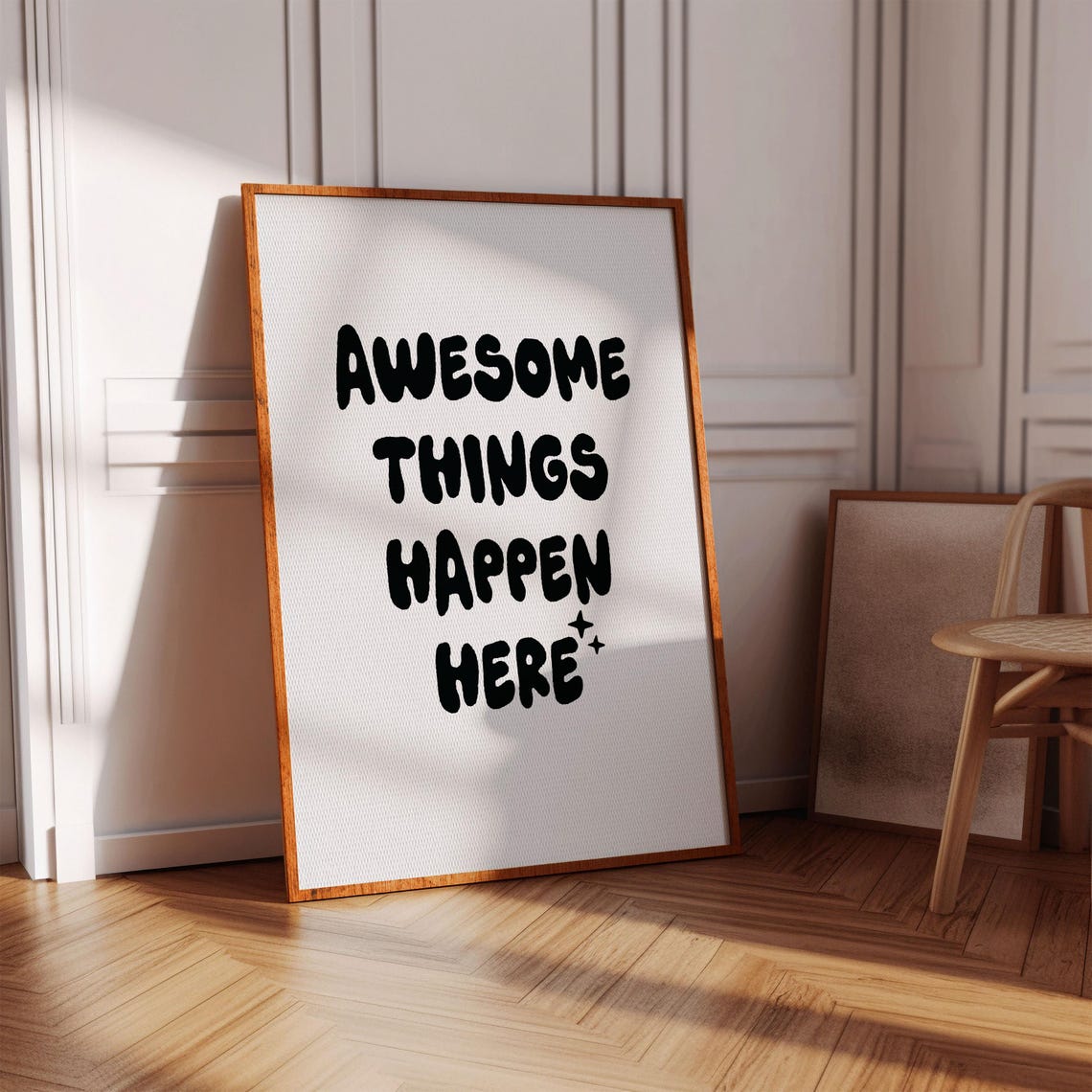 Awesome Things Happen Here Funny Black Bubble Letter Decor Poster - Image 3