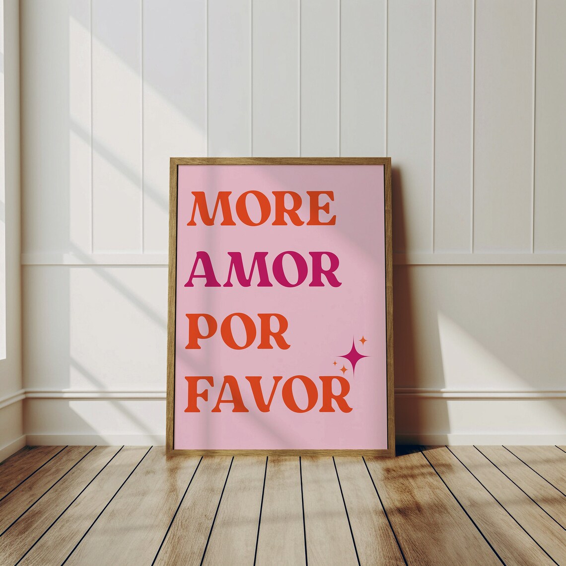 More Amor Por Favor Pink Orange Spanish Love Phrase Wall Poster