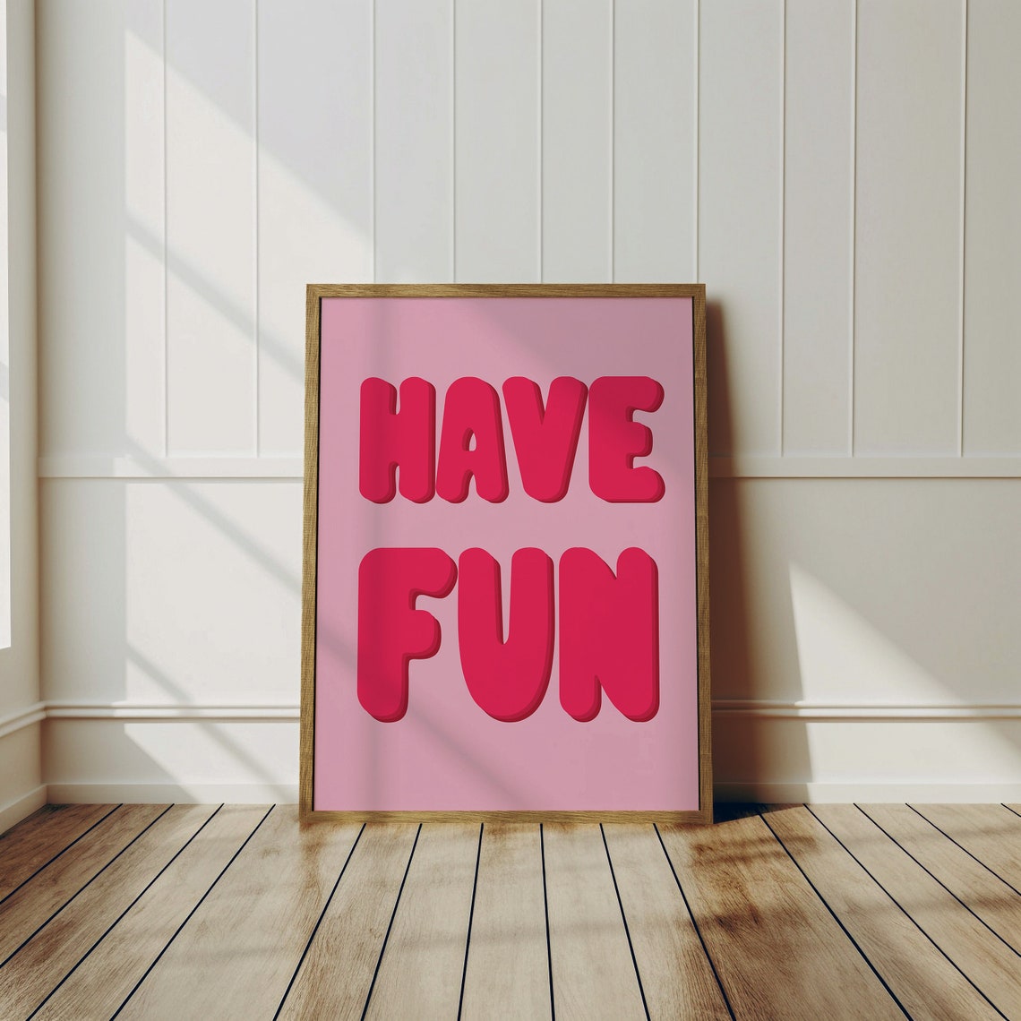 Have Fun Bold Red Retro Bubble Letters Pink Playful Quote Poster - Image 3