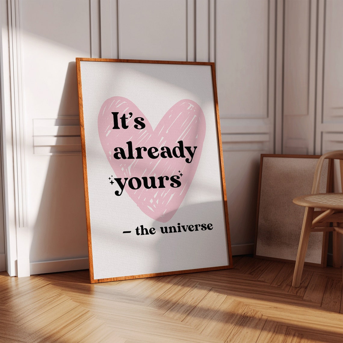 Its Already Yours The Universe Pink Heart Manifest Decor Poster