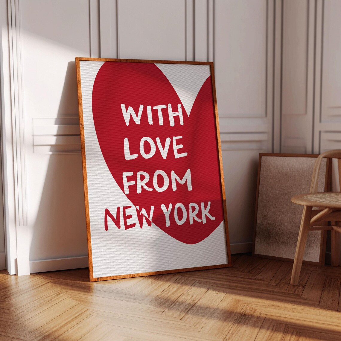 With Love From New York Red Heart Playful Typography Wall Art