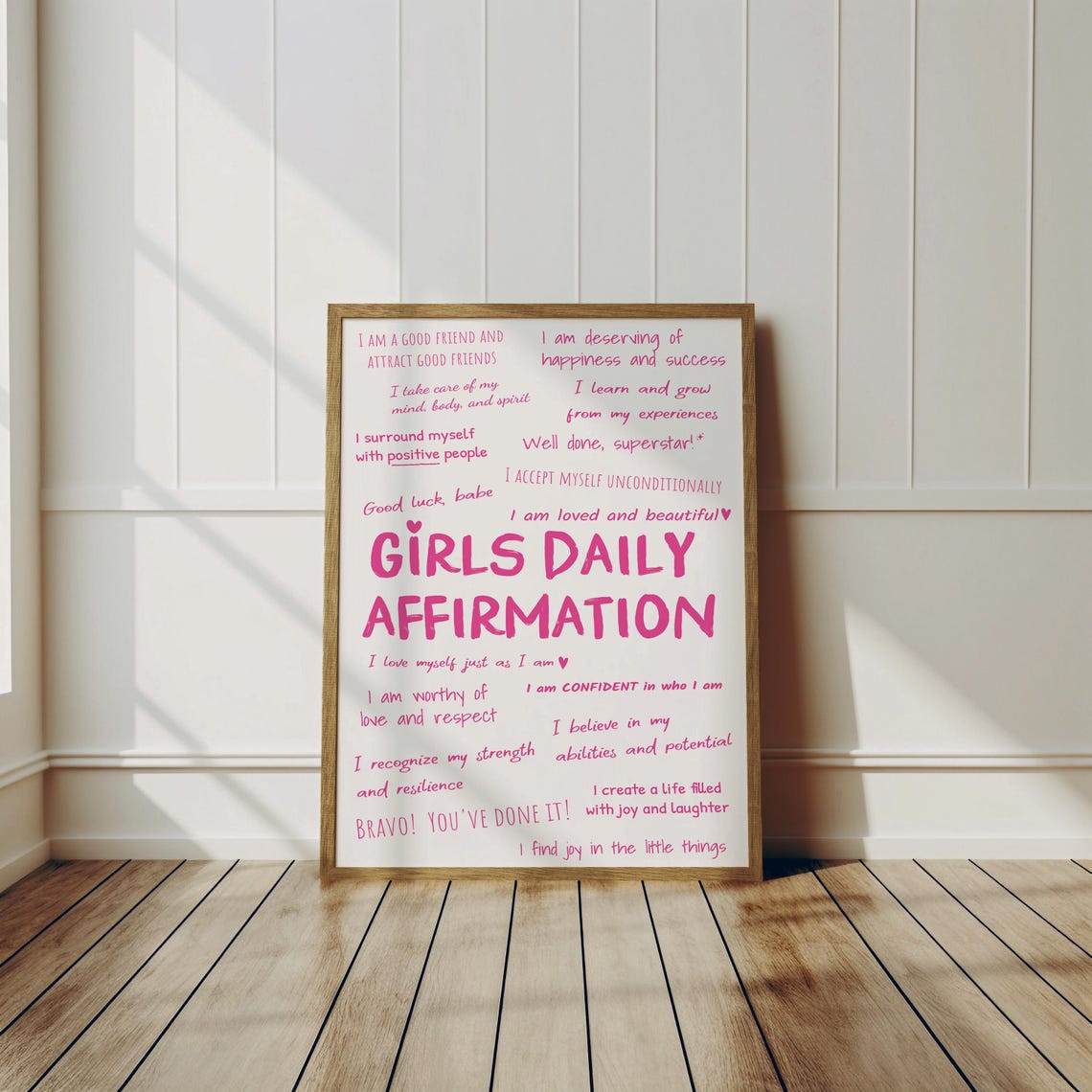 Girls Daily Affirmation Pink Positive Quotes Self Love Poster - Image 3