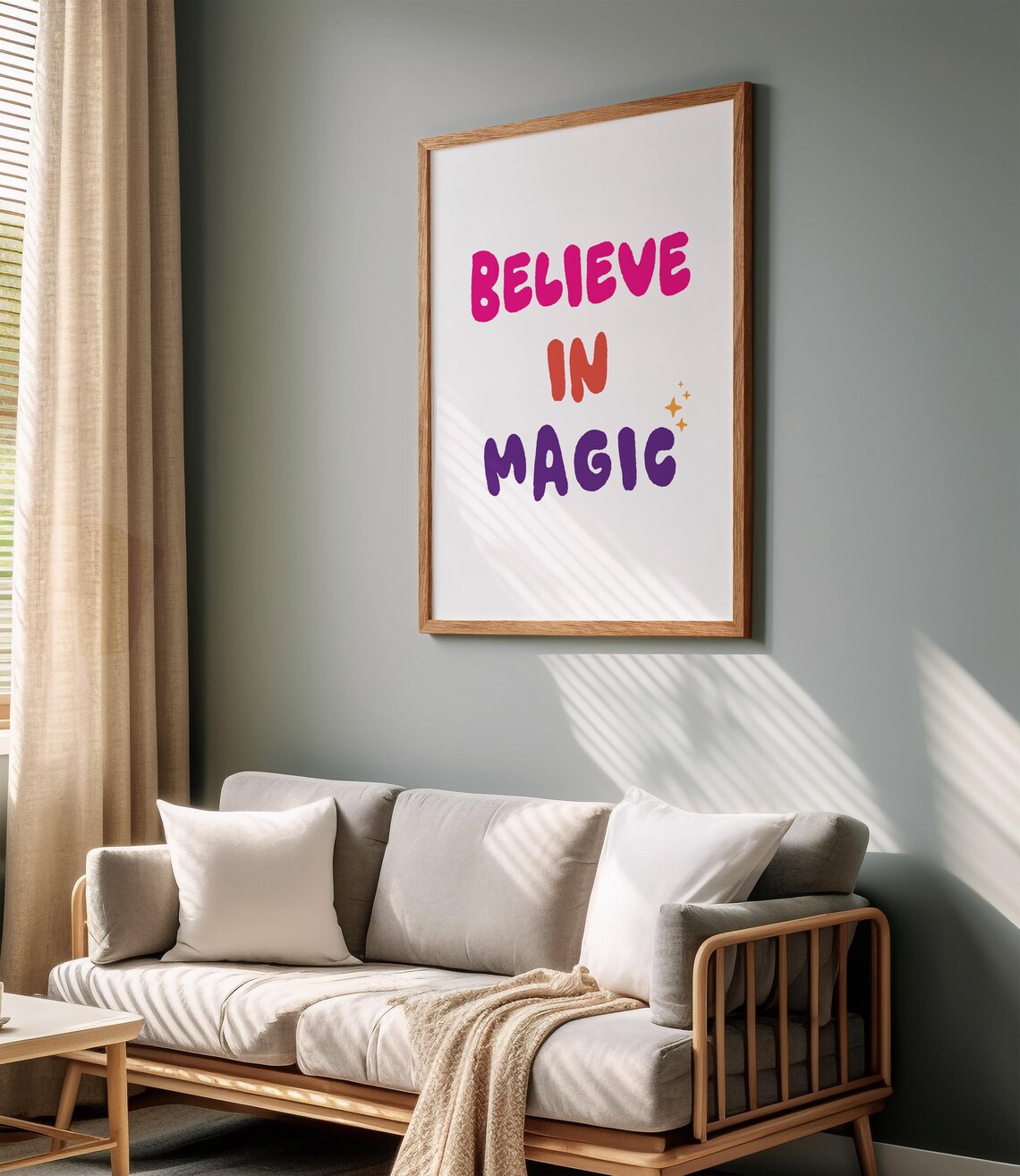Believe In Magic Pink Purple Bubble Poster Kids Room Whimsical Art - Image 2